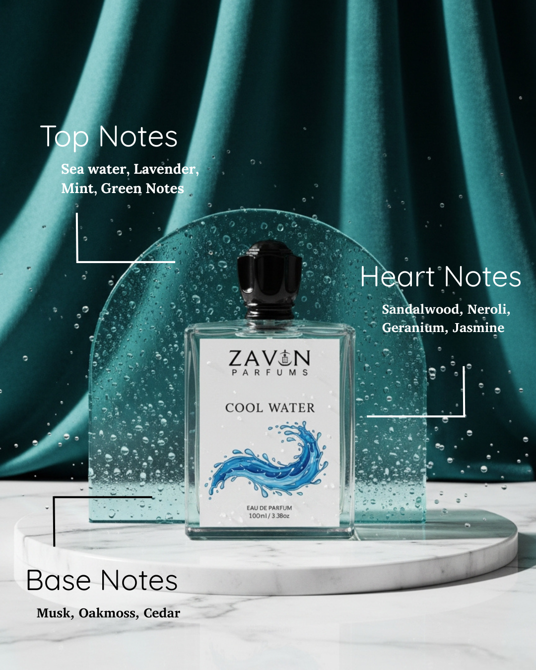 Cool Water Perfume for Men | Fresh Aquatic & Aromatic Fragrance | Long Lasting Eau de Parfum | 100ml - Image 2