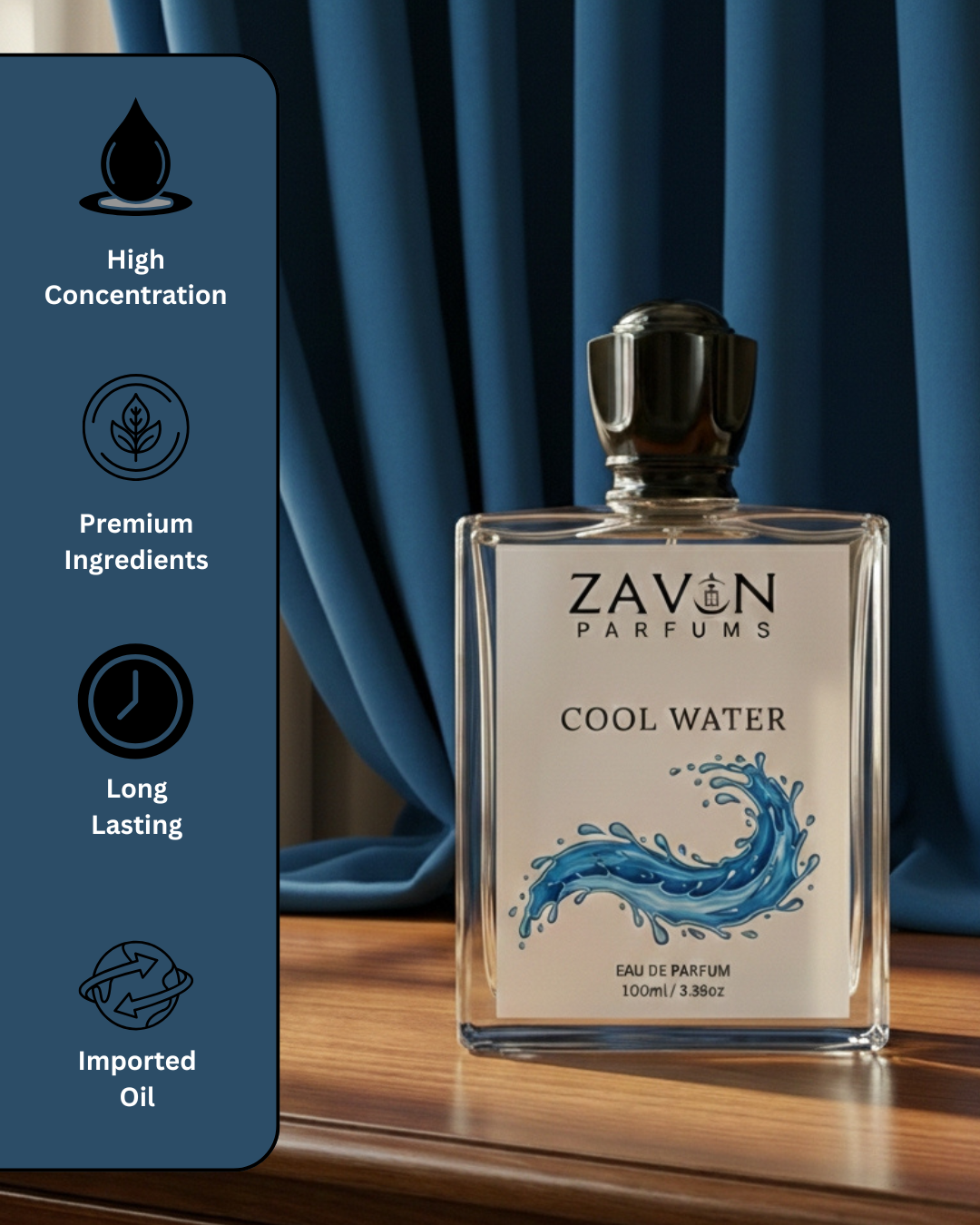Cool Water Perfume for Men | Fresh Aquatic & Aromatic Fragrance | Long Lasting Eau de Parfum | 100ml - Image 3
