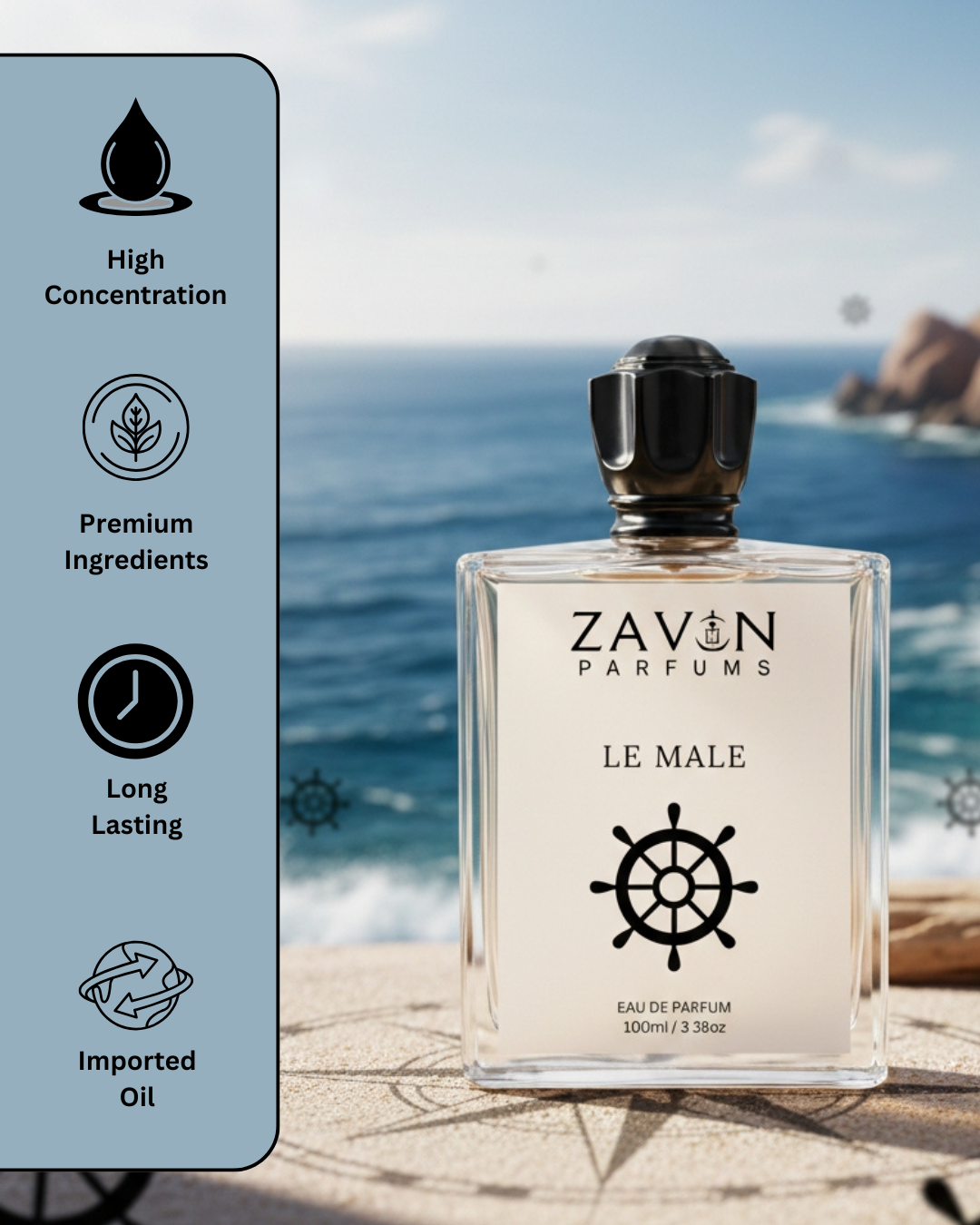 Le Male Perfume for Men | Fresh Aromatic & Vanilla Fragrance | Long Lasting Eau de Parfum | 100ml - Image 3